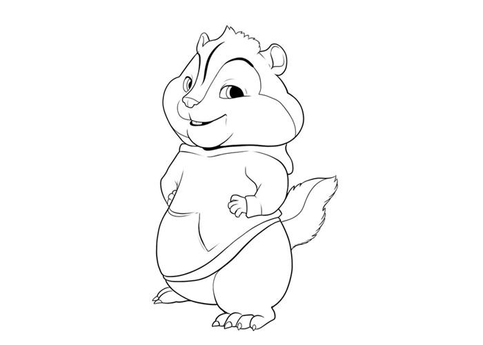 Coloriage d'Alvin et les Chipmunks dans un moment de camaraderie