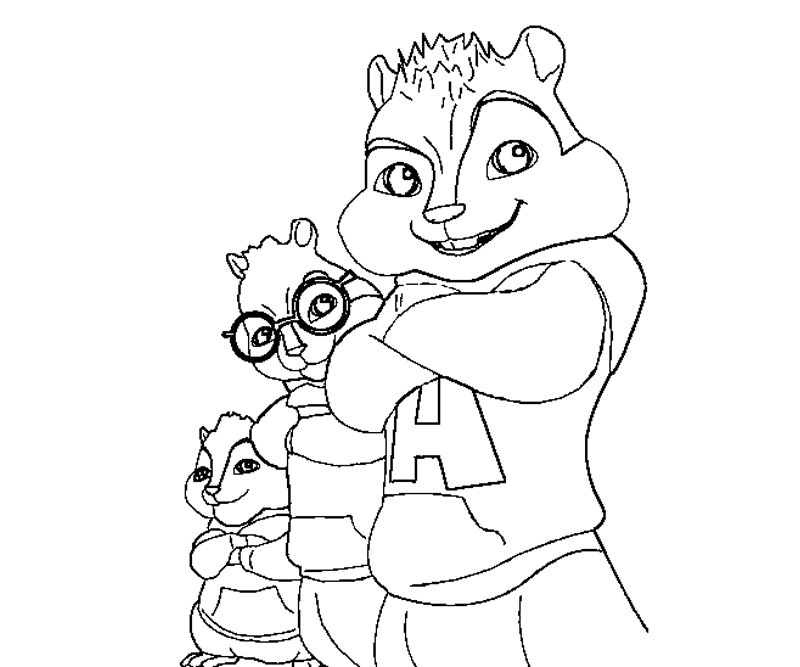 Coloriage d'Alvin et les Chipmunks en pleine aventure musicale
