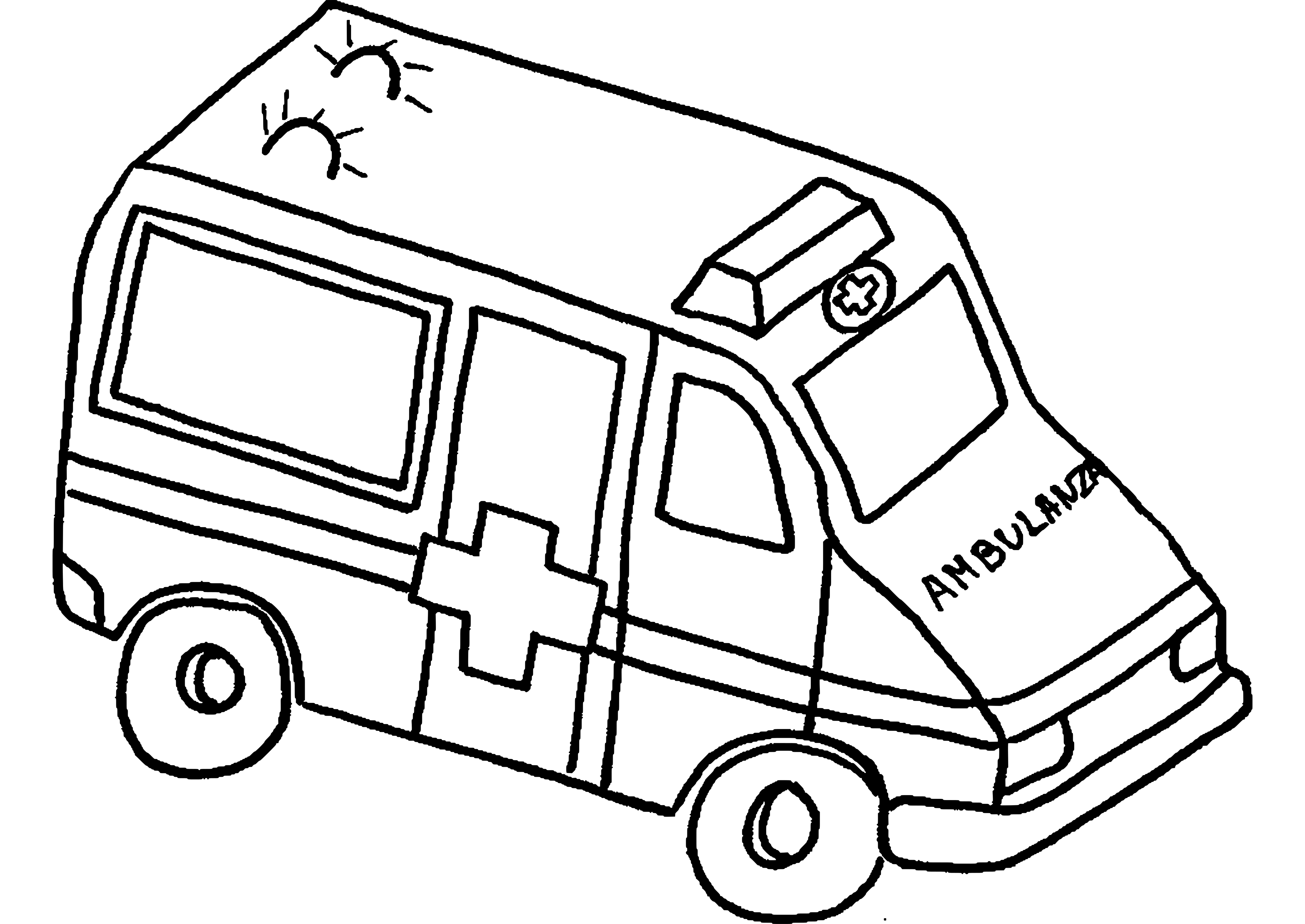 Coloriage d'une ambulance sur fond simple