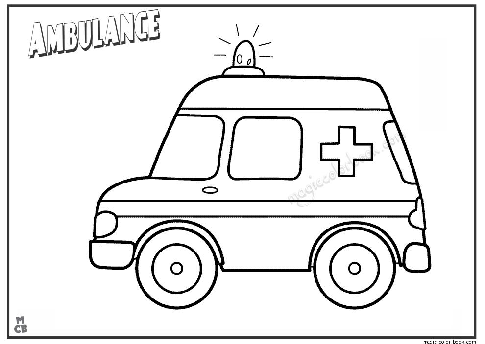 Coloriage d'une ambulance en intervention avec des détails réalistes