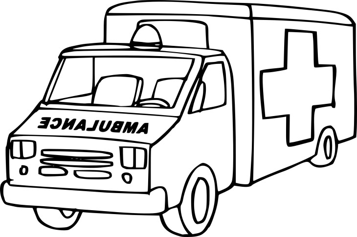 Coloriage d'une ambulance en action sur la route