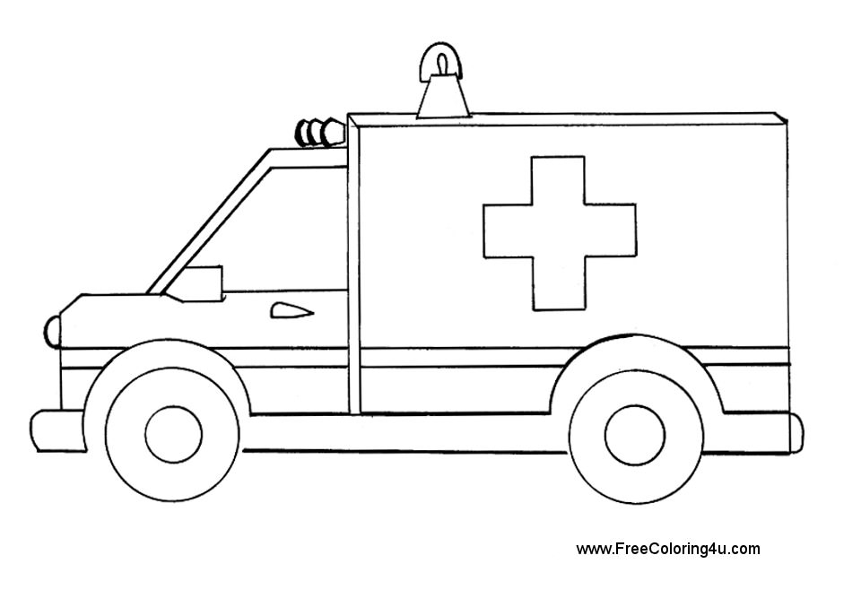 Coloriage d'une ambulance en pleine intervention sur une route