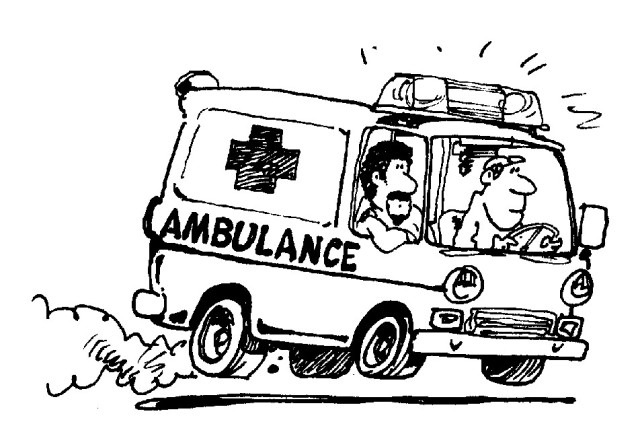 Coloriage d'une ambulance sur un fond simple