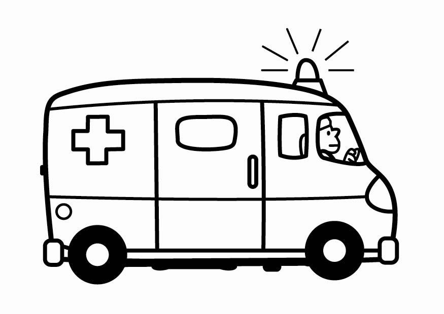 Coloriage d'une ambulance en action sur une route