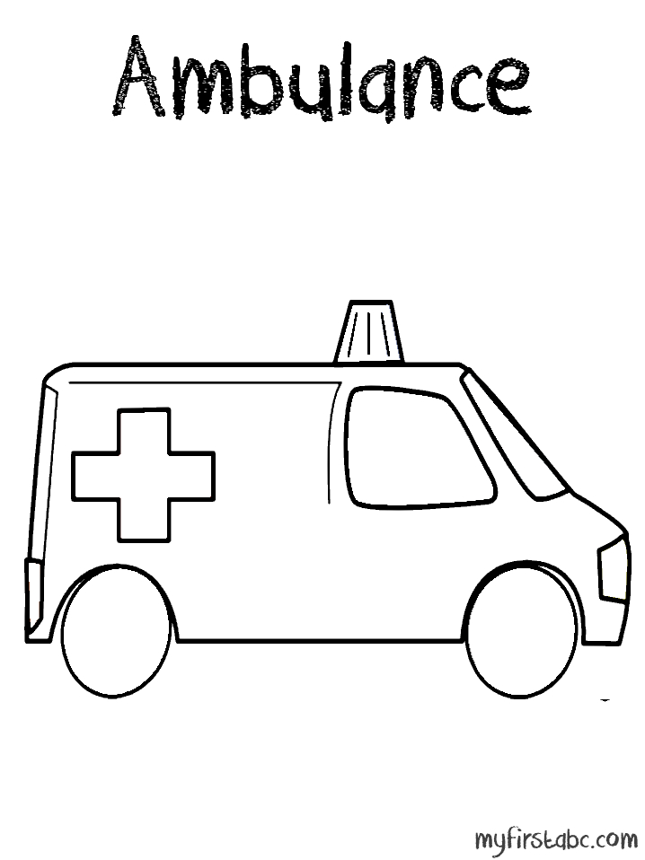 Coloriage d'une ambulance prête à intervenir sur une route
