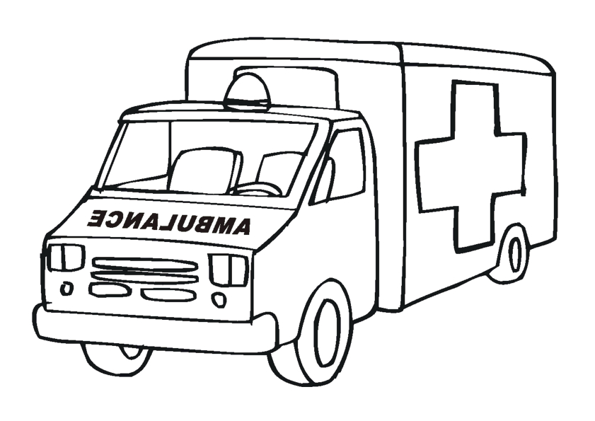 Coloriage d'une ambulance sur fond simple