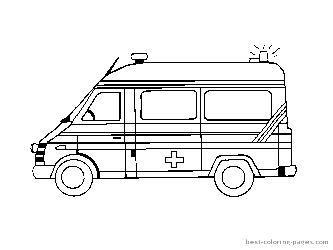Coloriage d'une ambulance sur fond neutre