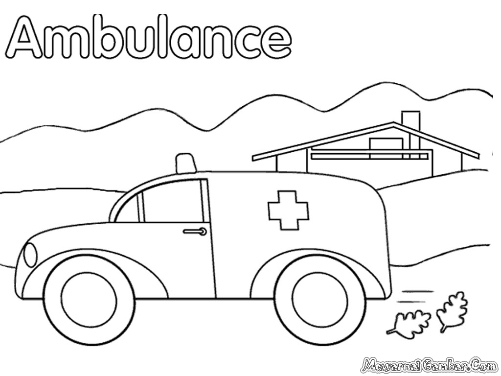 Coloriage d'une ambulance en mission sur fond urbain