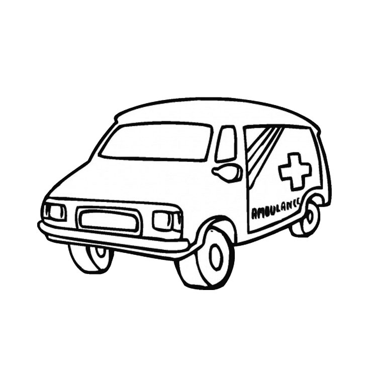 Coloriage d'une ambulance en action sur fond simple