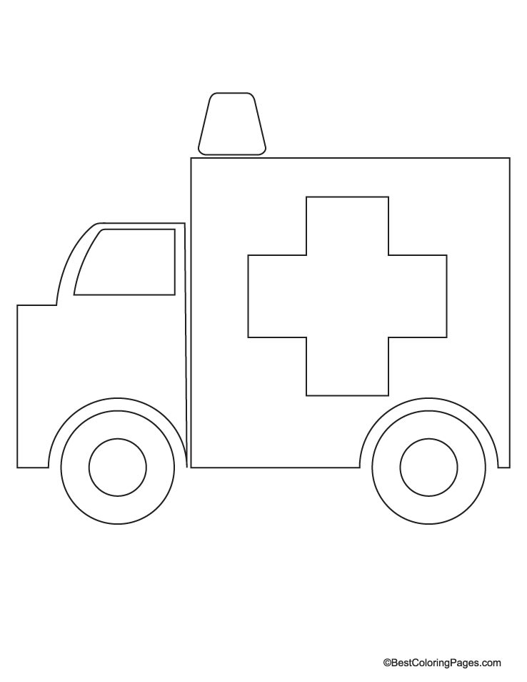 Coloriage d'une ambulance sur fond simple