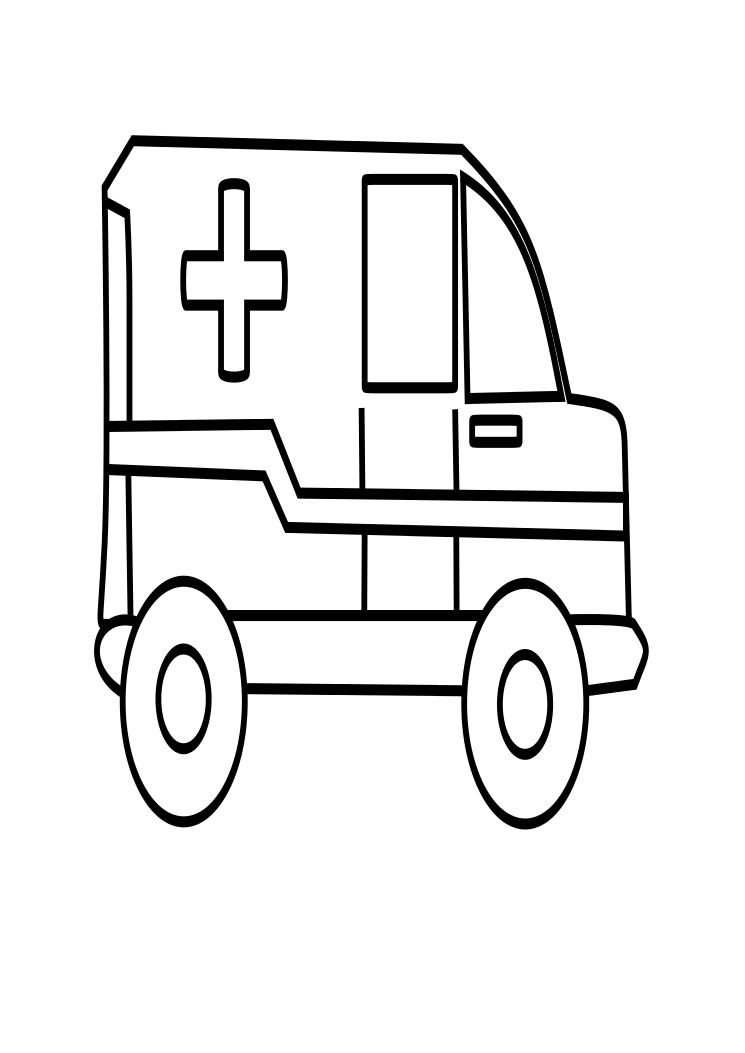 Coloriage d'une ambulance en intervention avec des détails variés