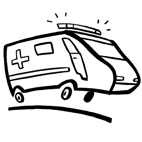 Coloriage d'une ambulance sur fond urbain