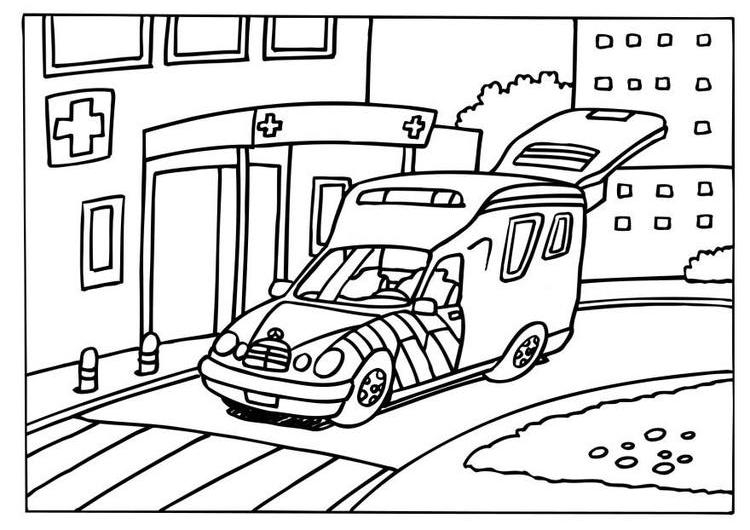 Coloriage d'une ambulance sur fond simple