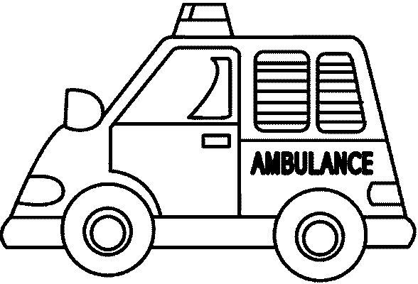 Coloriage d'une ambulance prête à intervenir en milieu urbain