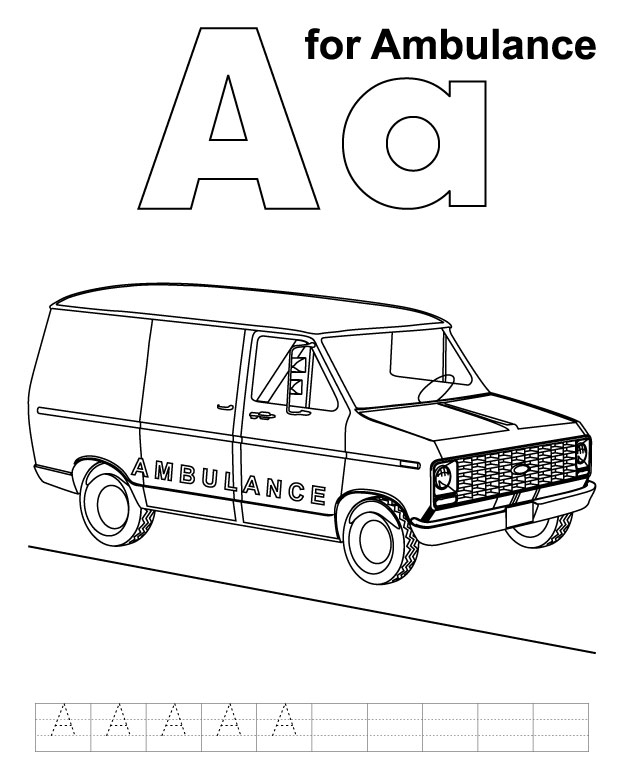 Coloriage d'une ambulance sur fond simple