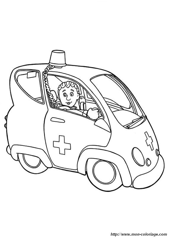 Coloriage d'une ambulance sur fond simple