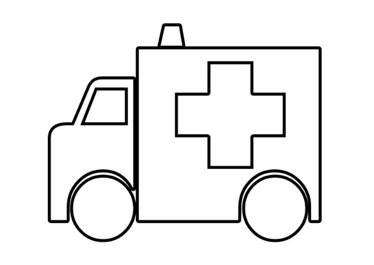 Coloriage d'une ambulance en mission sur une route