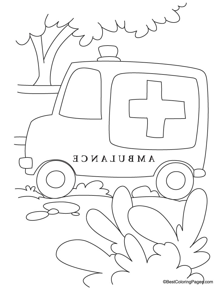 Coloriage d'une ambulance sur fond simple