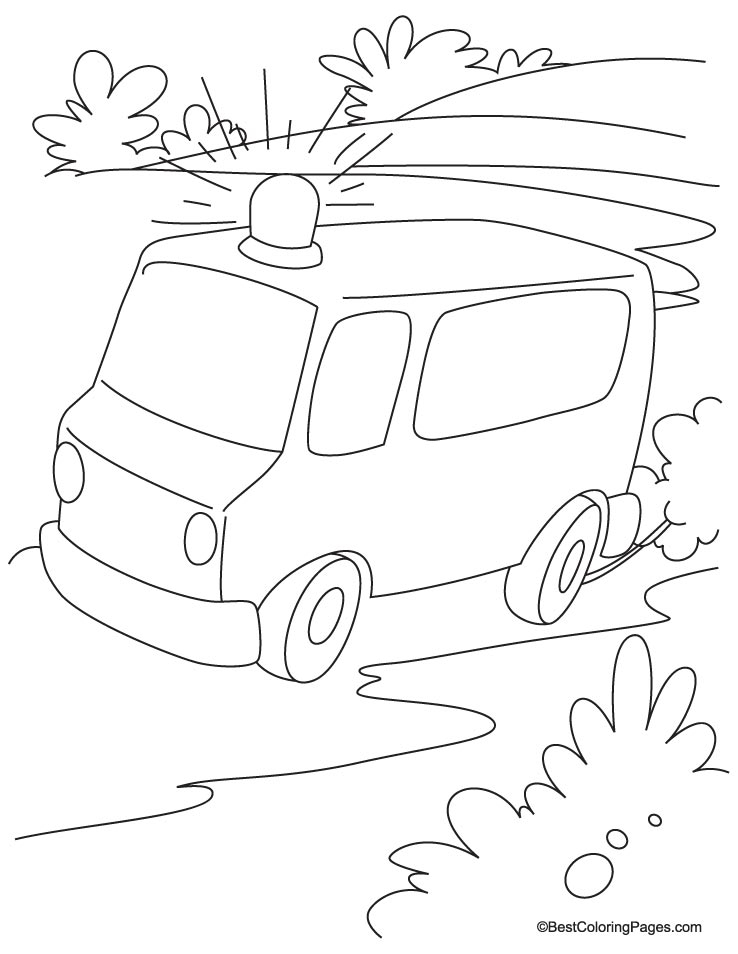 Coloriage d'une ambulance sur fond simple