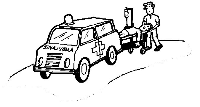 Coloriage d'une ambulance en action sur la route