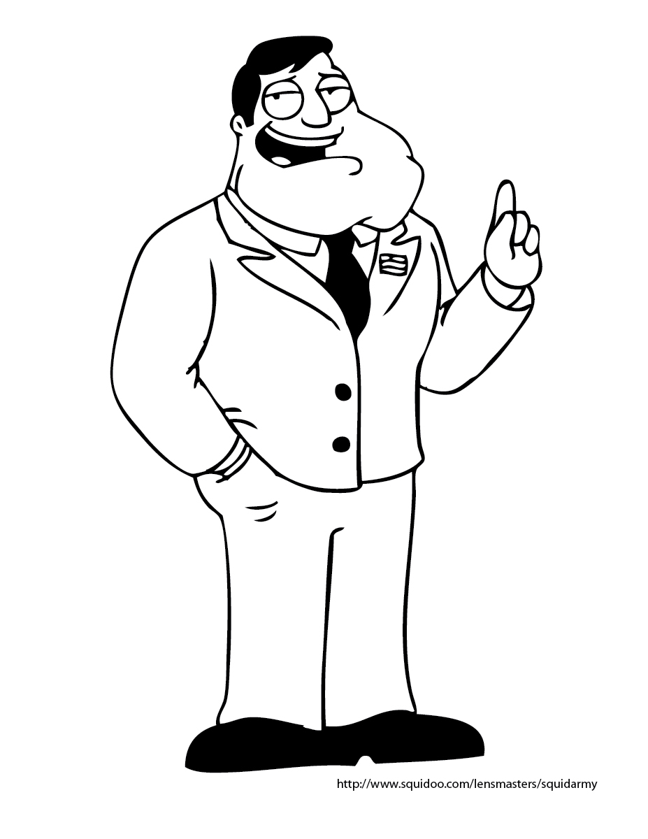 Coloriage d'American Dad : scène humoristique avec Stan et Roger