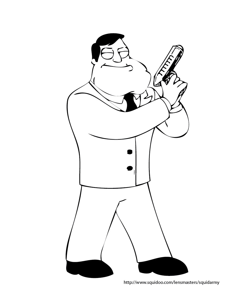 Coloriage d'American Dad avec Stan et son univers familier