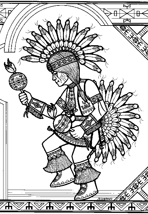 Un indien en costume traditionnel sur fond de nature