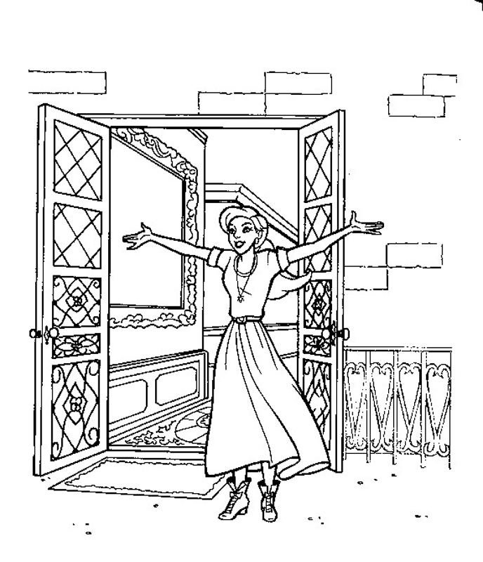 Coloriage d'Anastasia avec des éléments de décor variés
