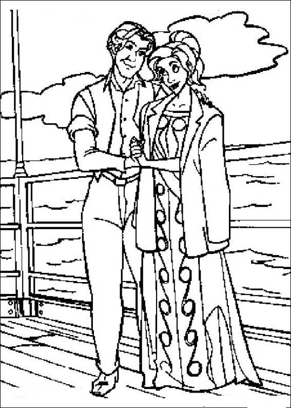 Coloriage d'Anastasia entourée de son royaume et de ses amis