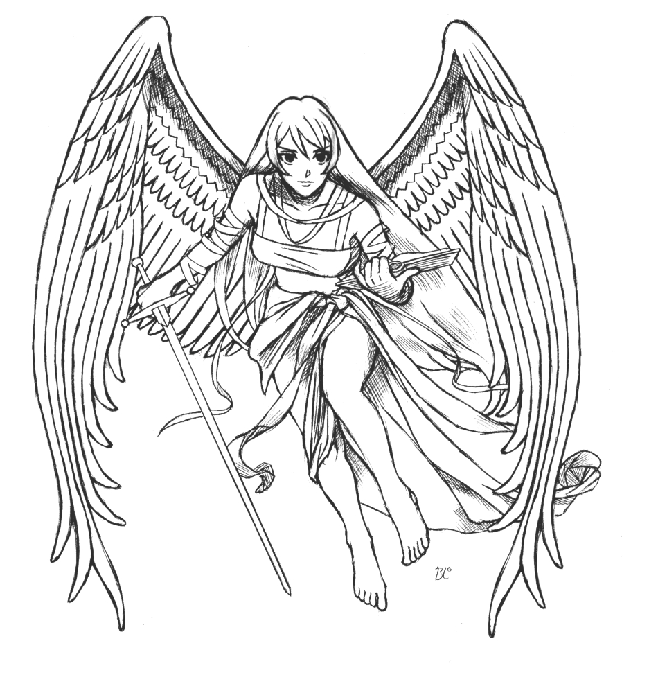 Un ange bienveillant jouant de la harpe dans les nuages