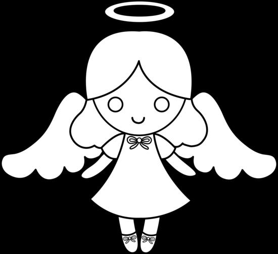 Un ange souriant avec des ailes déployées dans un ciel étoilé