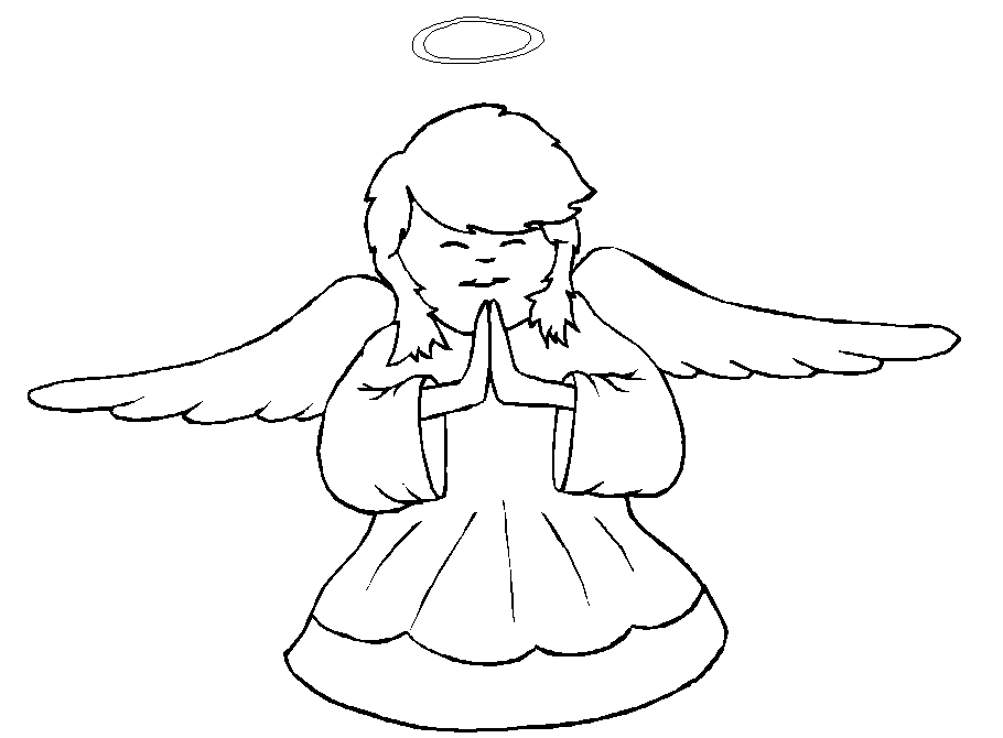 Un ange souriant jouant de la harpe dans les nuages