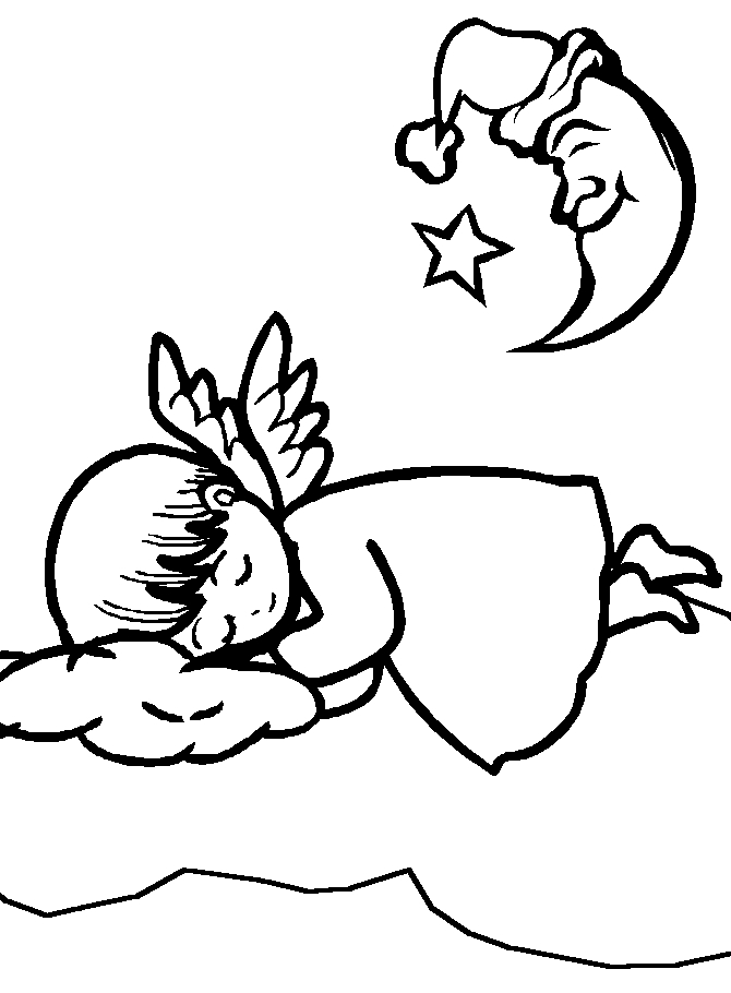 Un ange souriant dans les nuages avec des étoiles