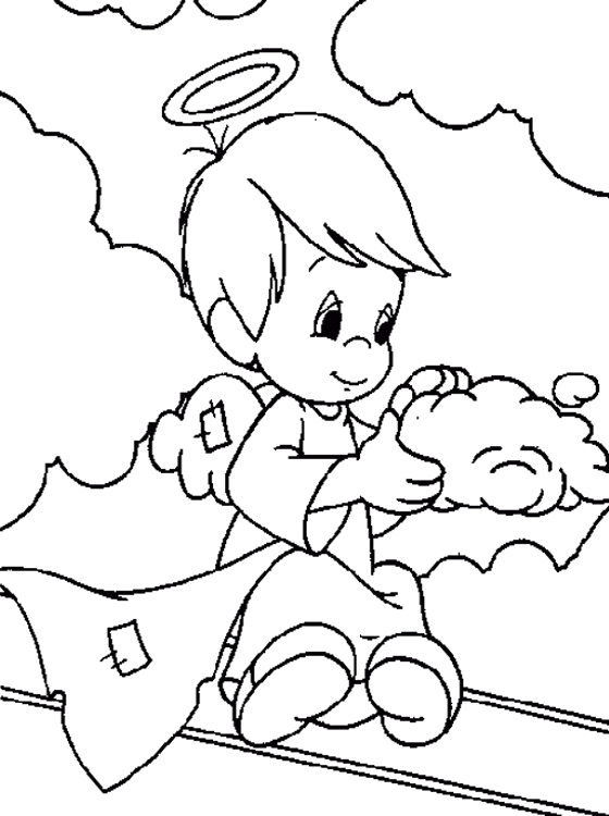 Un ange délicat en pleine contemplation sur un nuage