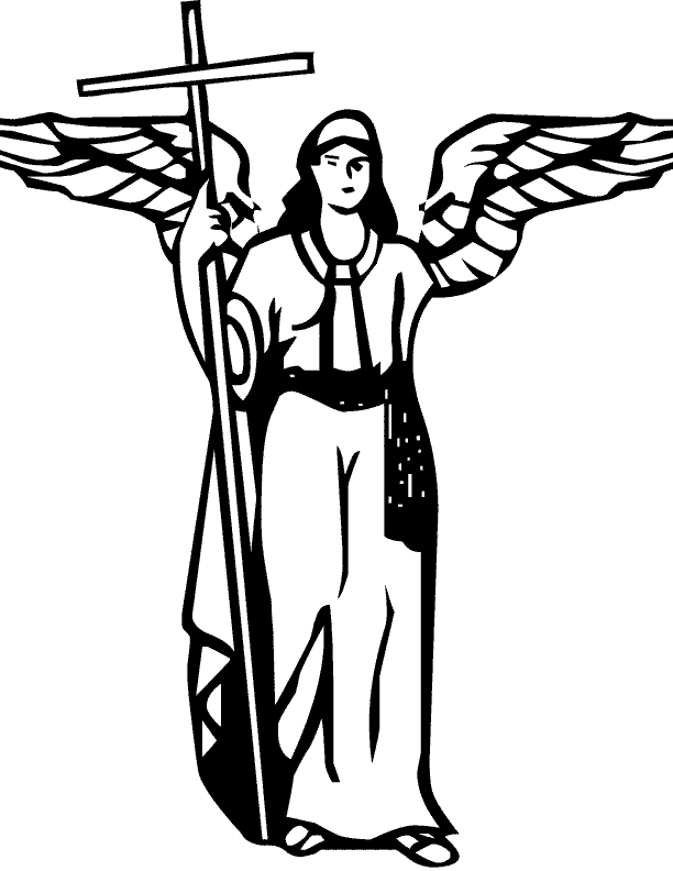 Un ange dans un décor céleste, prêt à être colorié