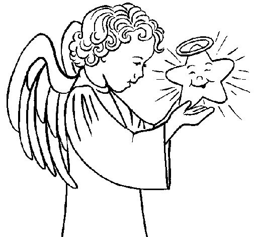 Anges jouant dans un ciel étoilé avec des nuages
