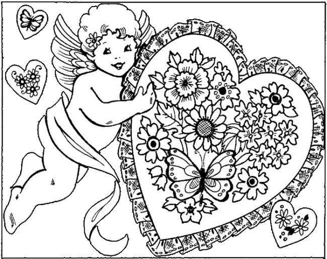 Coloriage d'un ange délicat flottant parmi des nuages