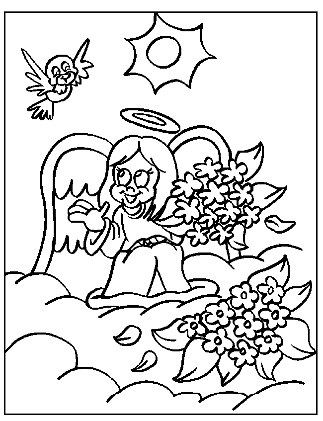 Un ange délicat flottant parmi des nuages doux