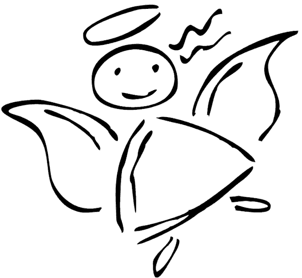 Un ange au sourire bienveillant entouré de nuages
