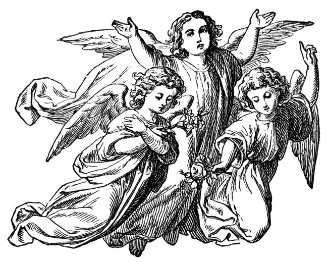 Un ange bienveillant entouré de nuages doux