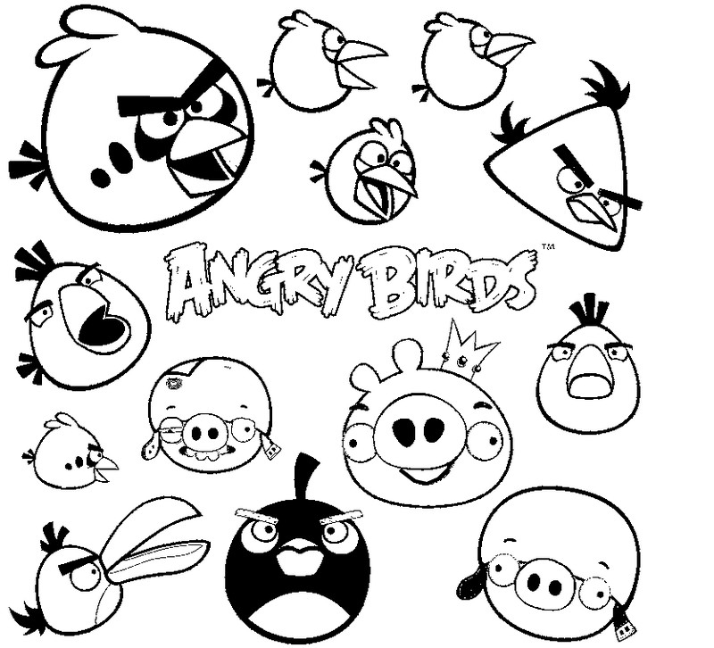 Coloriage d'Angry Birds en pleine action sur un décor simple Coloriage d'Angry Birds en pleine action sur un décor simple