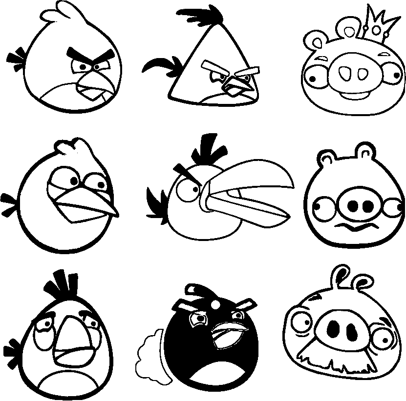 Coloriage d'un Angry Bird en pleine action avec un décor simplifié