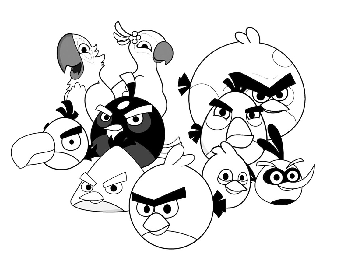 Coloriage d'un personnage Angry Birds en pleine action