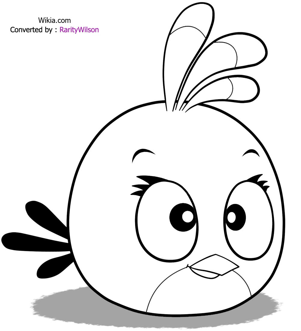 Coloriage représentant des personnages d'Angry Birds prêts à s'affronter