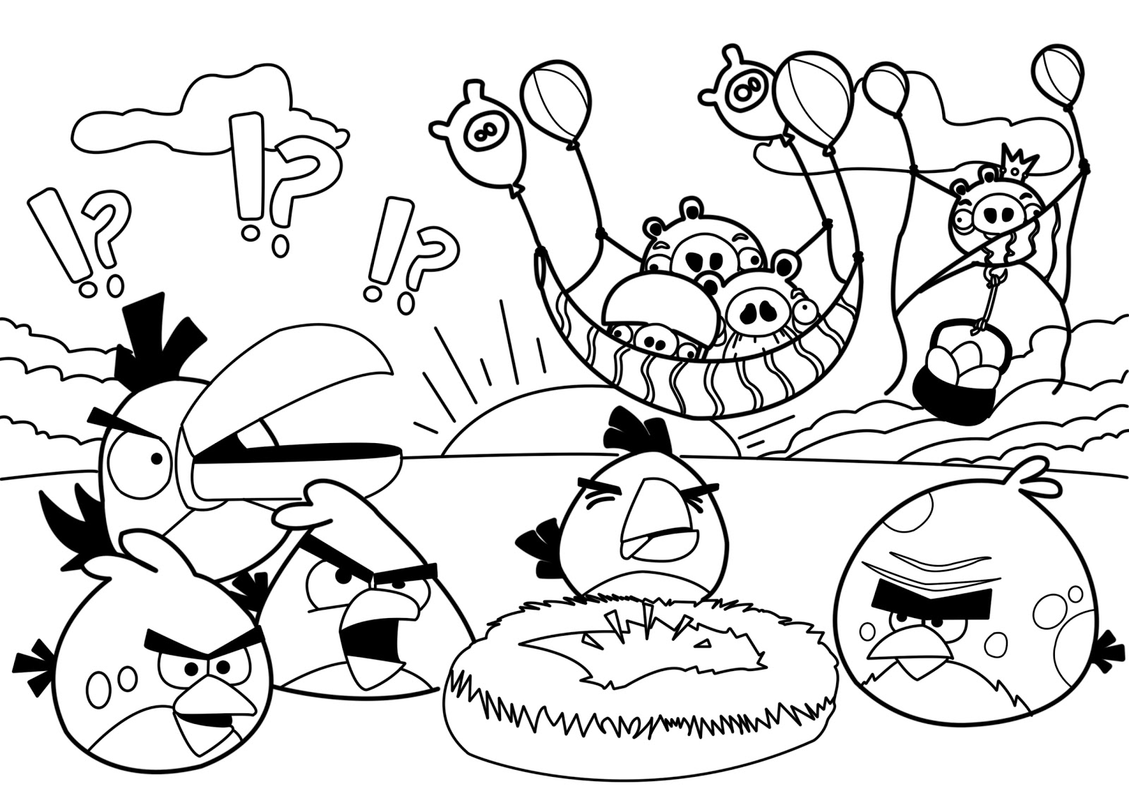 Coloriage d'un oiseau en colère des Angry Birds sur fond simple