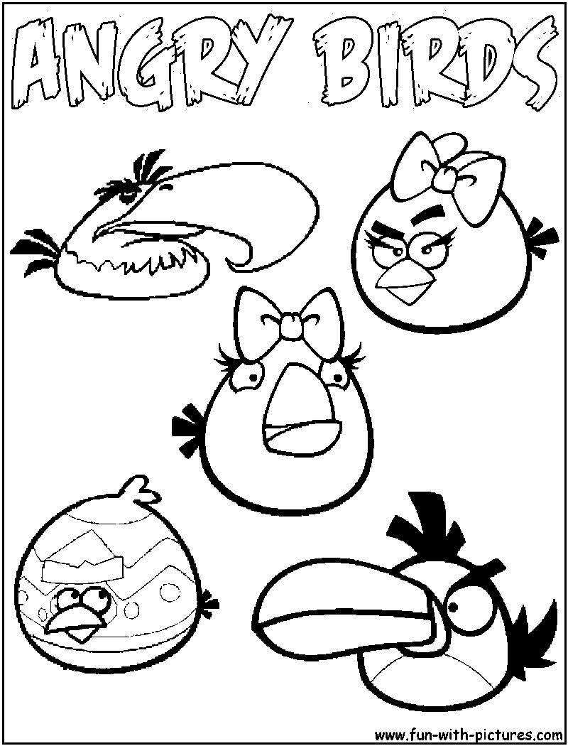 Coloriage d'Angry Birds en pleine action avec des structures de bois