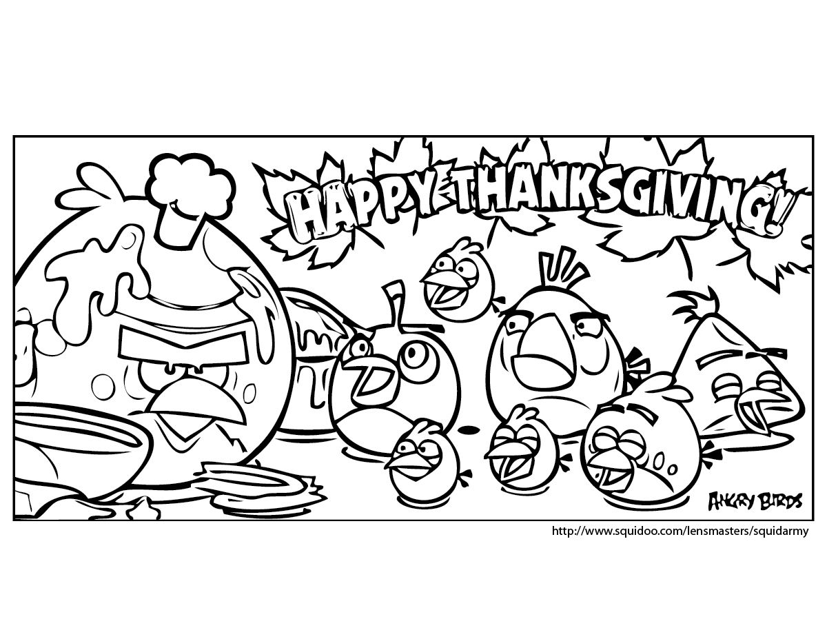 Coloriage Angry Birds avec un oiseau en colère et un décor ludique