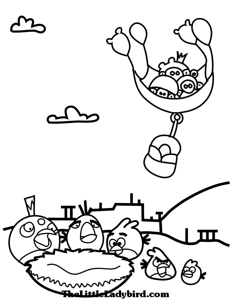 Coloriage d'Angry Birds avec un oiseau en colère dans un décor simple