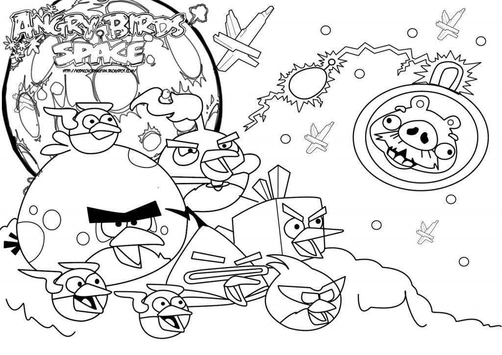 Coloriage d'Angry Birds en pleine action sur un fond simple