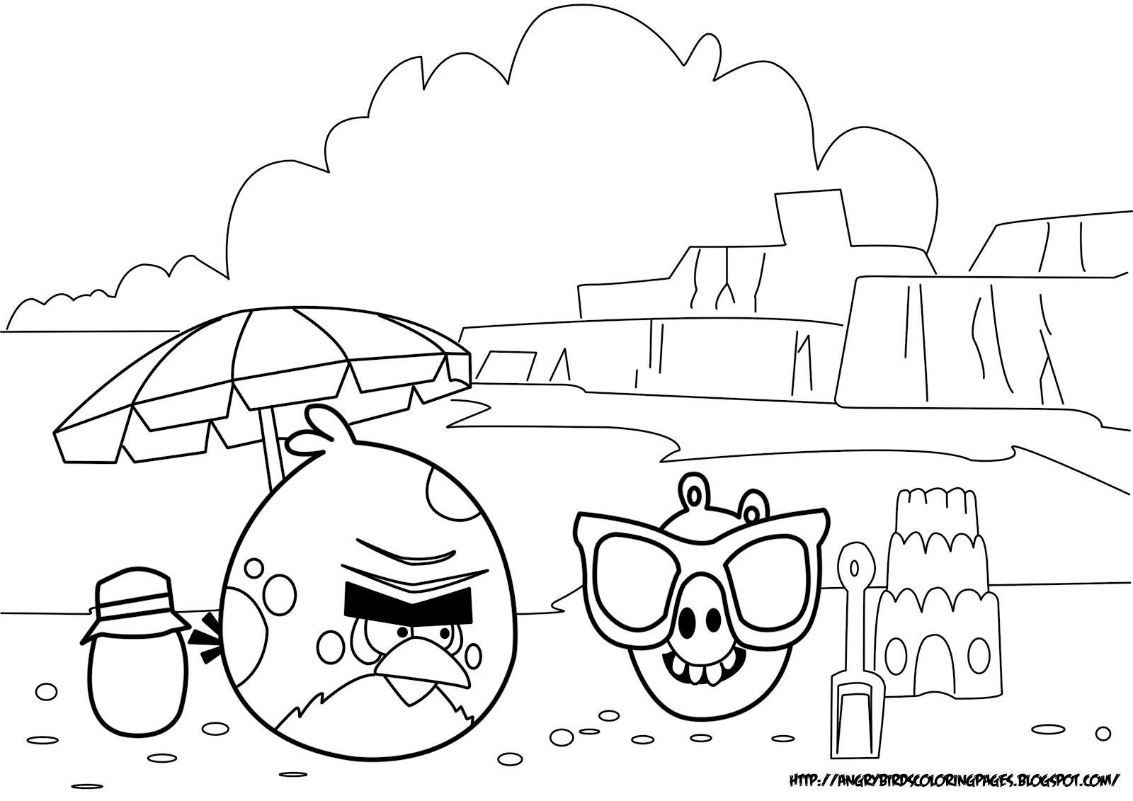 Coloriage d'Angry Birds en pleine action